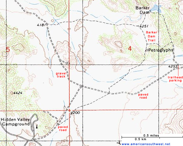 Map of the Barker Dam Trail