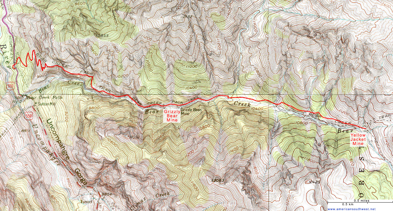 Topo Map of the Bear Creek National Recreational Trail