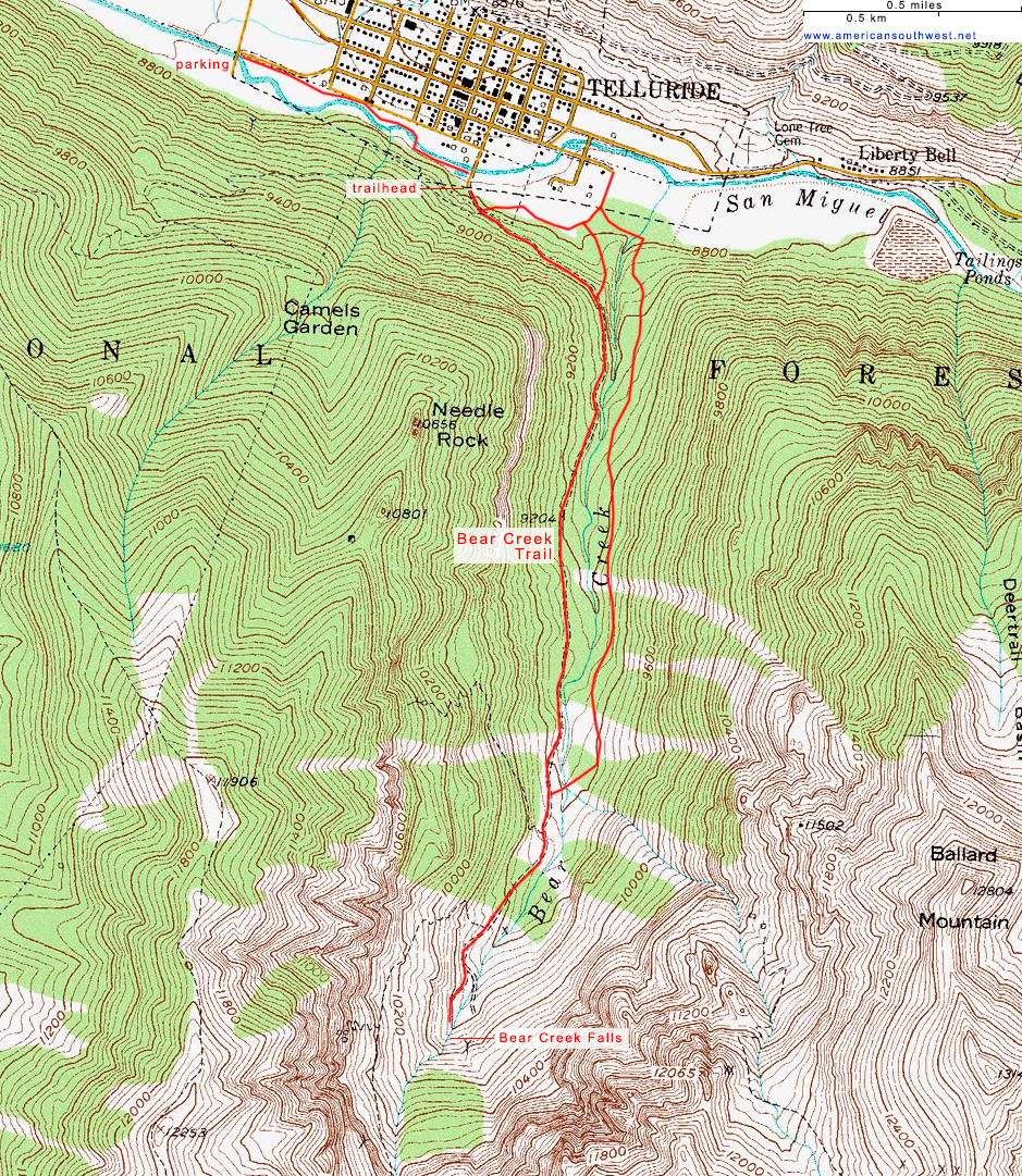 Topo Map of the Columbine Lake Trail