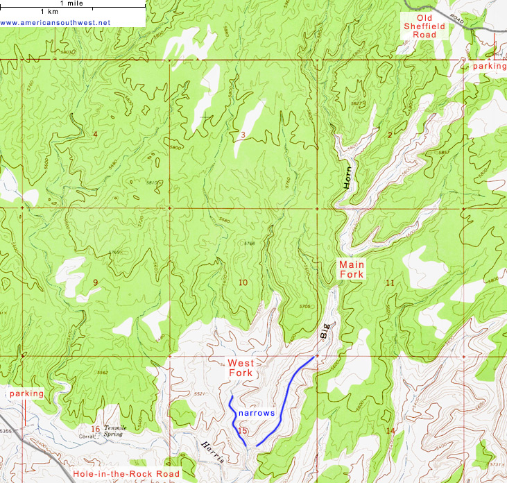 Topo map of Big Horn Canyon