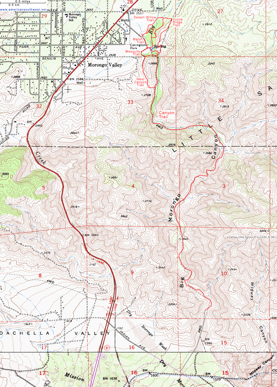 Map of Big Morongo Canyon