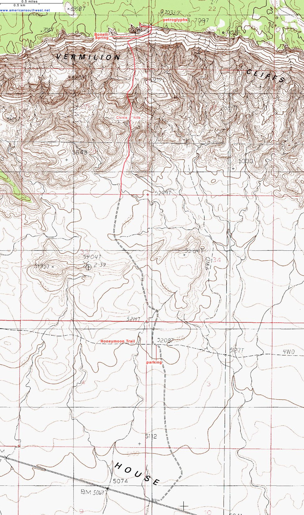 Map of the Bonelli Spring Route
