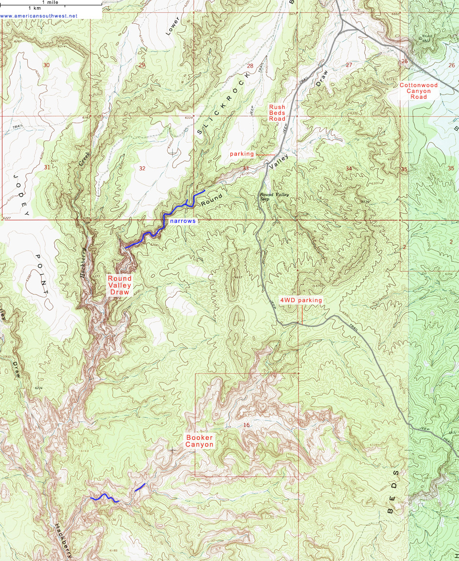 Map of Booker Canyon and Round Valley Draw
