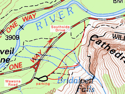 Map of the Bridalveil Fall Trail