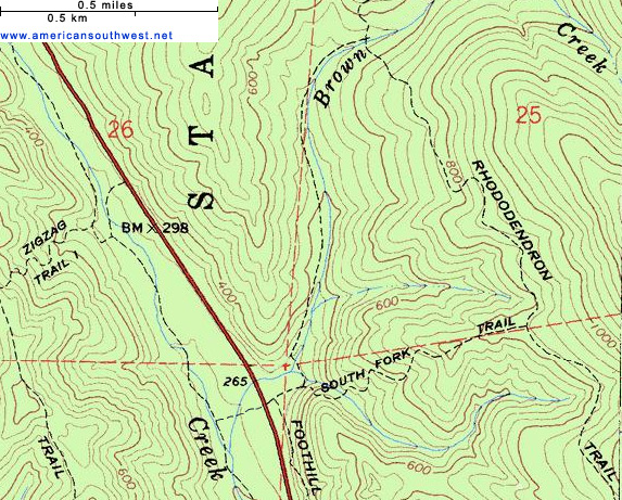 Map of the Brown Creek and South Fork Trails