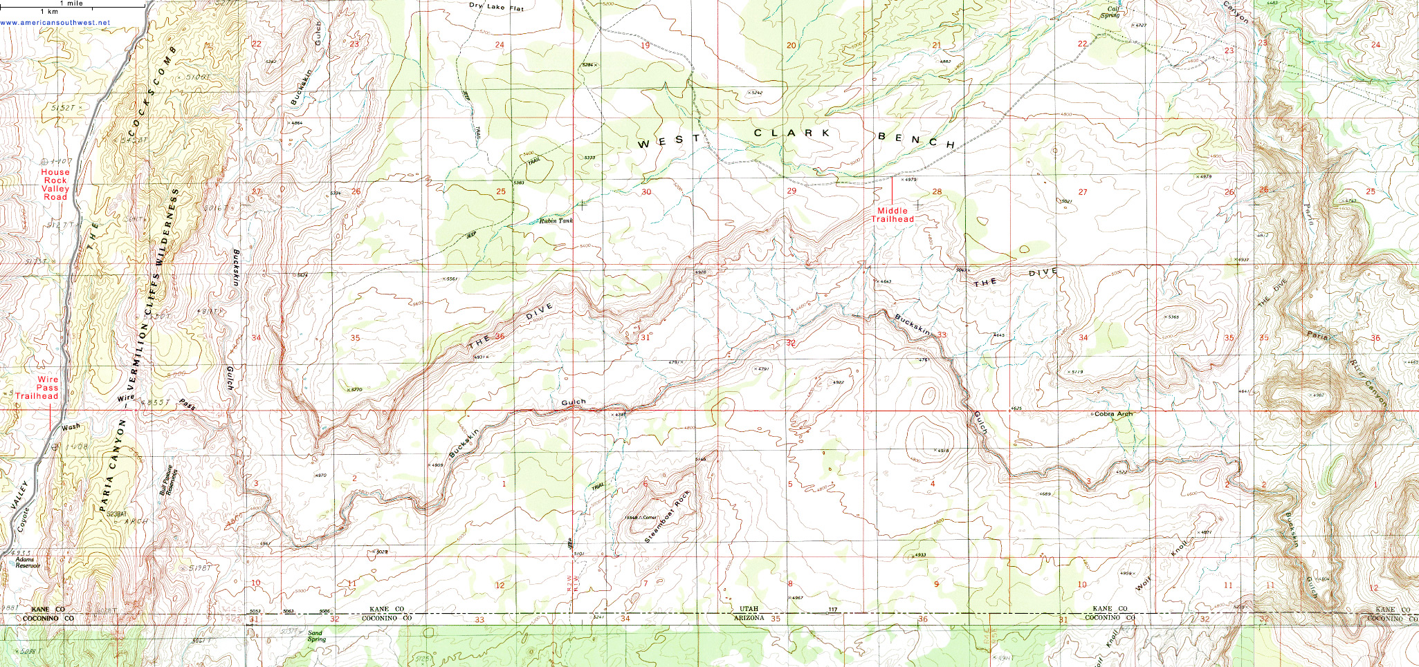 Map of Buckskin Gulch