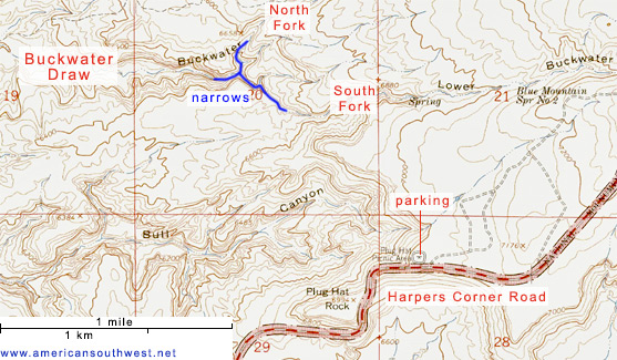 Topo map of Buckwater Draw