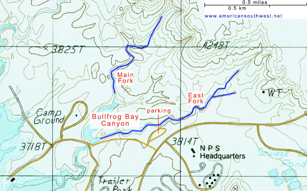 Topo map of Bullfrog Bay Canyon