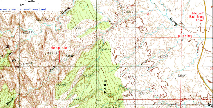 Topo map of Burro Wash