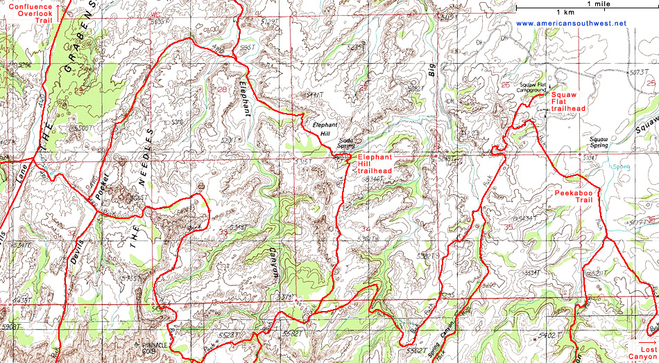 Map of Chesler Park and the Needles