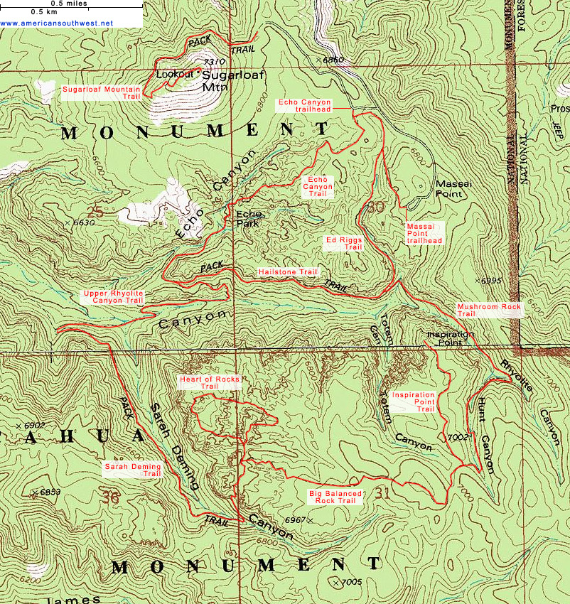 Map of the Big Loop, Chiricahua National Monument