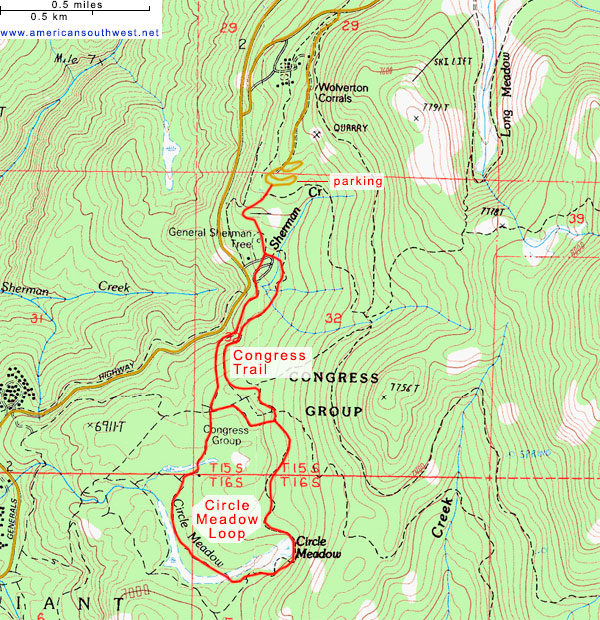 Topographic Map of the Circle Meadow Loop