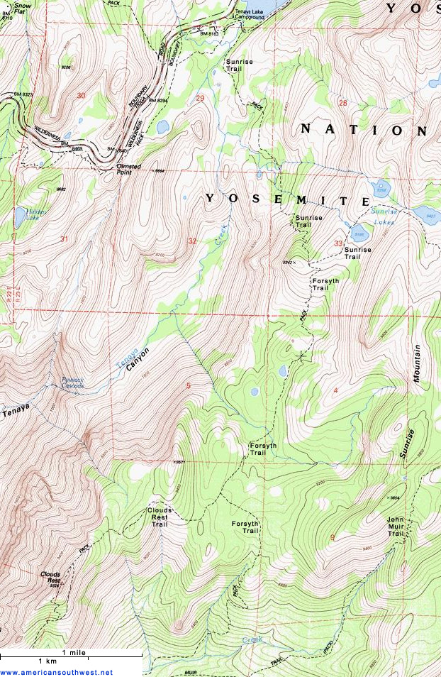 Map of the Clouds Rest Trail