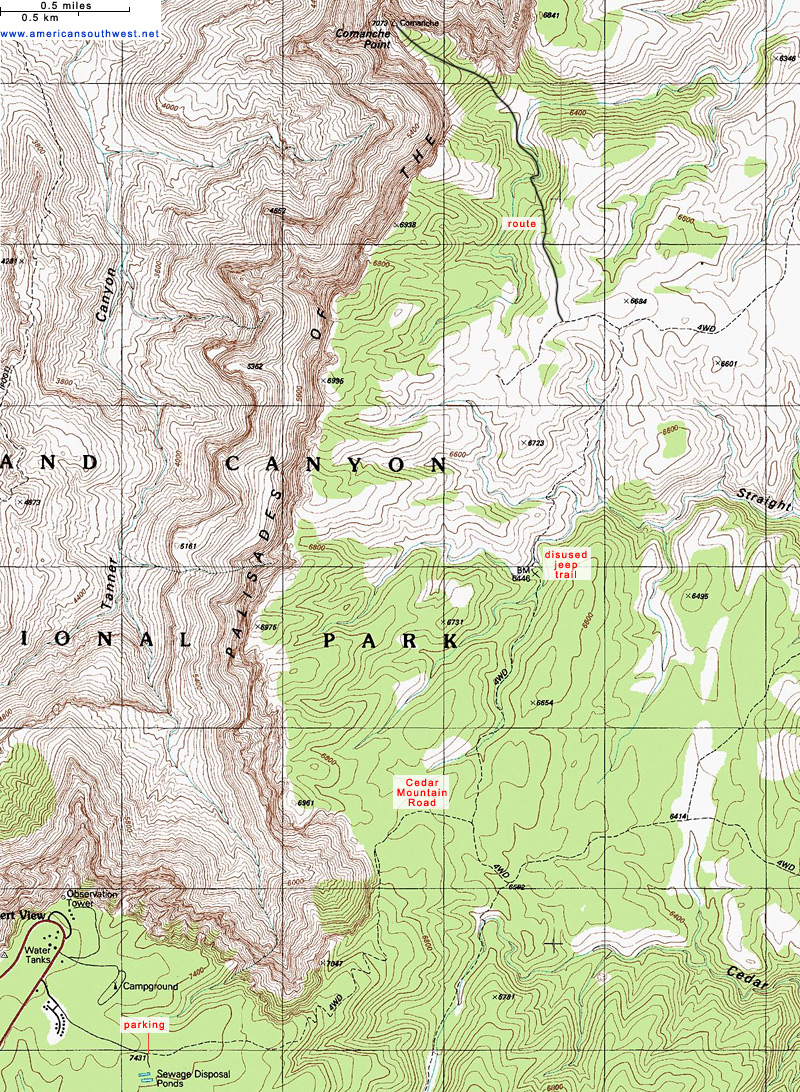 Topo map of the Comanche Point Trail