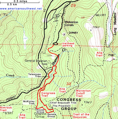 Topographic Map of the Congress Trail