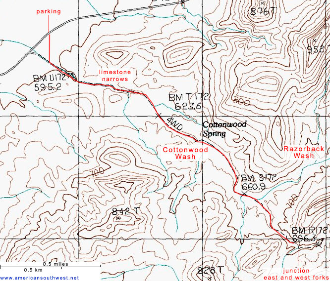 Map of Cottonwood Wash