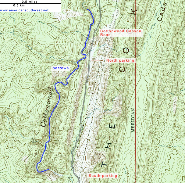 Topo map of the Cottonwood Wash Narrows