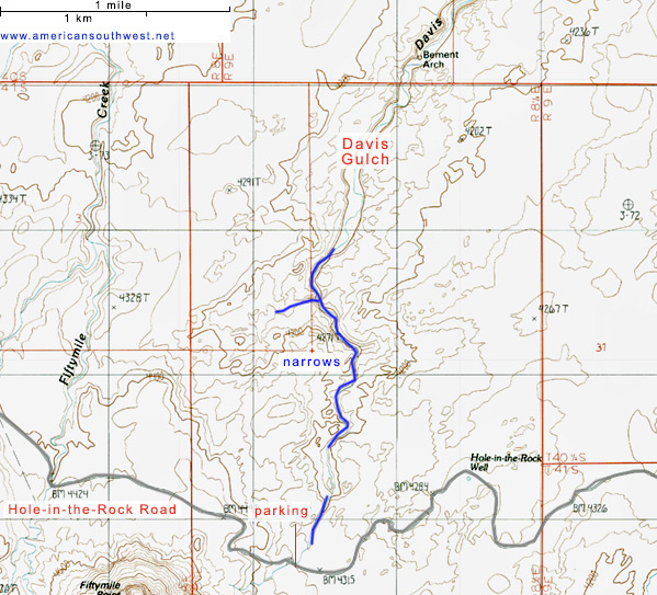 Topo map of Davis Gulch