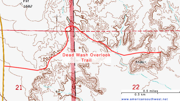 Topo map of the Dead Wash Overlook Trail