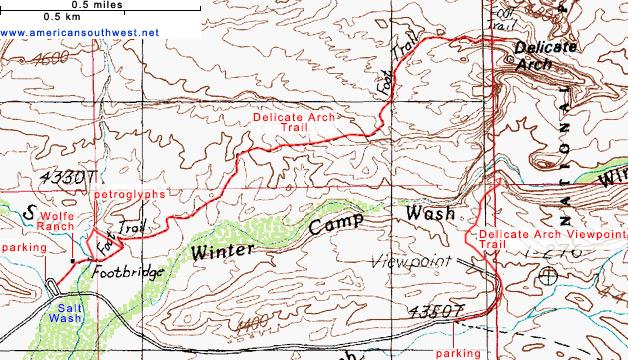 Map of the Delicate Arch Trail