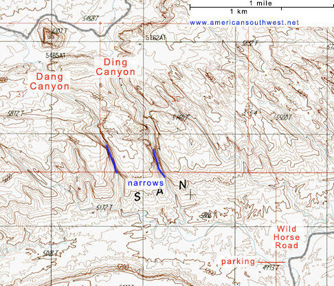 Topo map of Ding and Dang Canyons