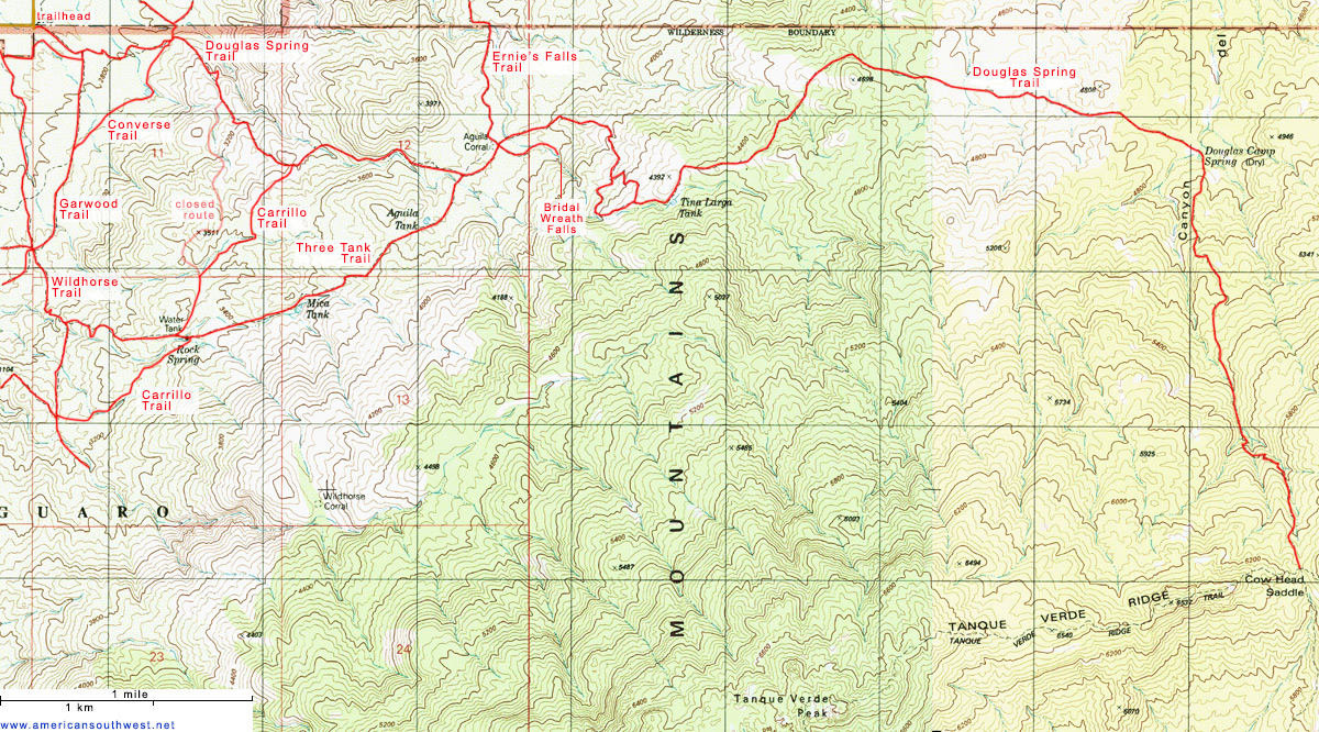 Map of the Douglas Spring Trail