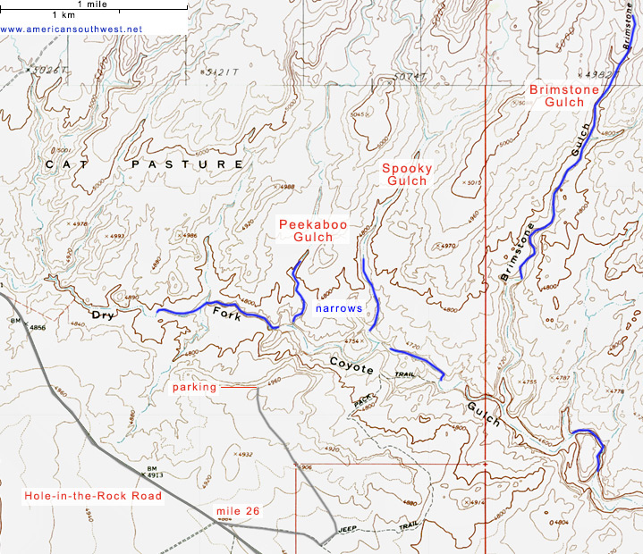 Topo map of Peekaboo Gulch