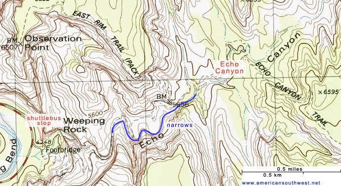 Topo map of Echo Canyon