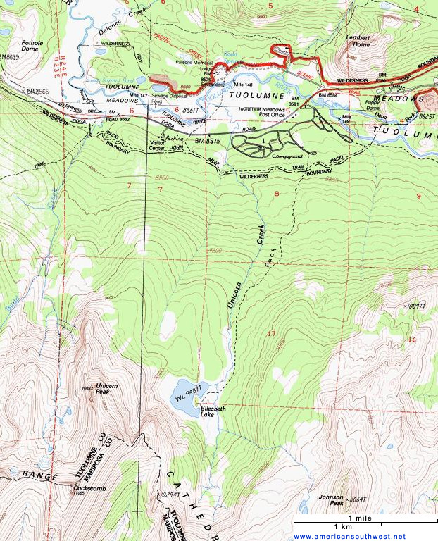 Map of the Elizabeth Lake Trail