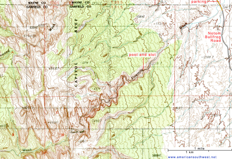 Topo map of Five Mile Wash
