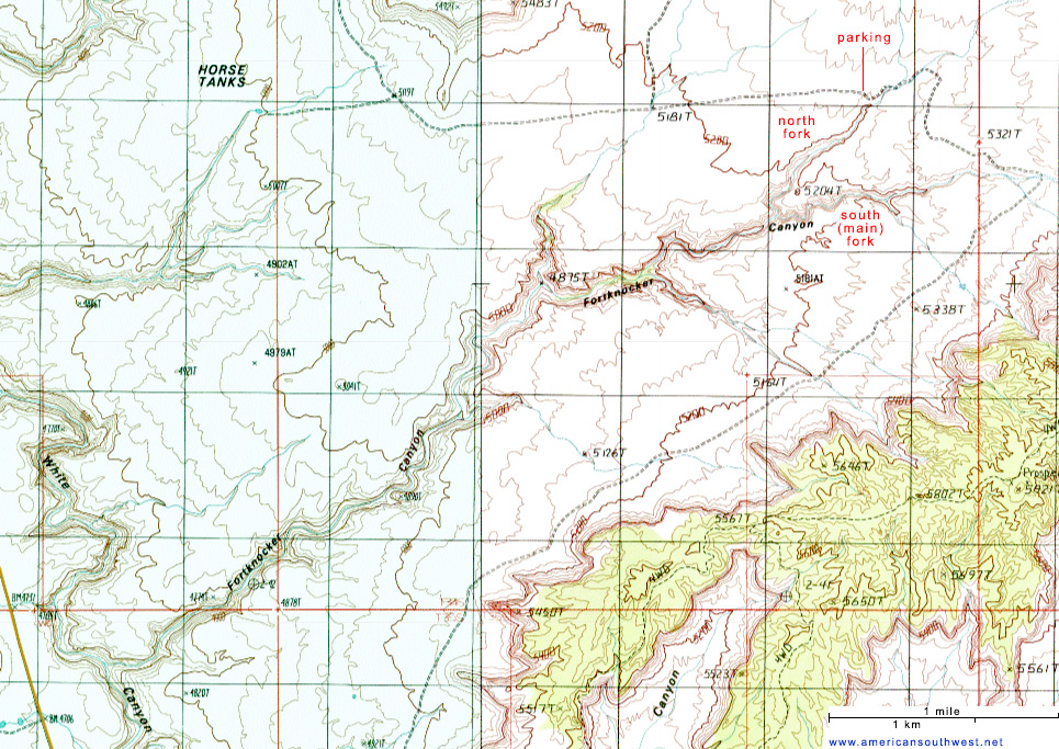 Map of Fortknocker Canyon