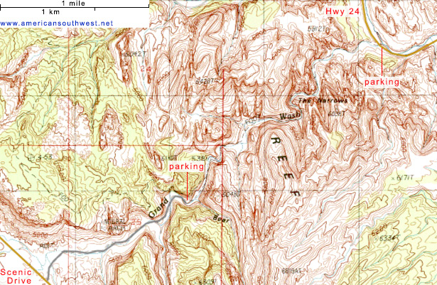 Topo map of Grand Wash