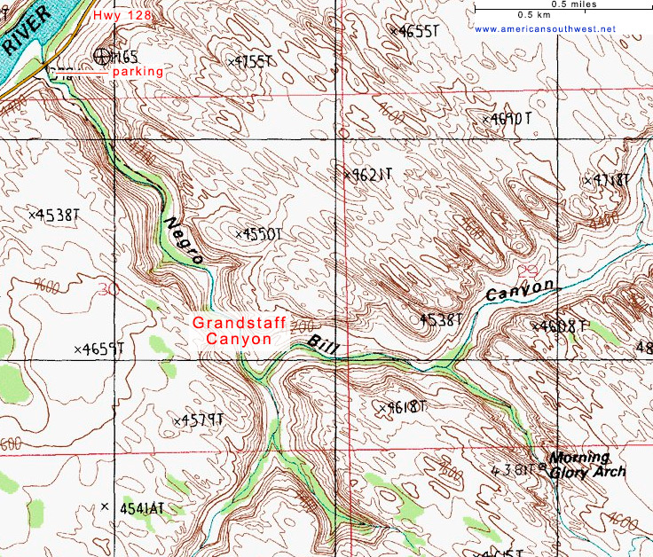 Map of the Grandstaff Canyon Trail