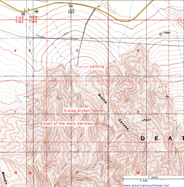 Topo map of Grotto Canyon