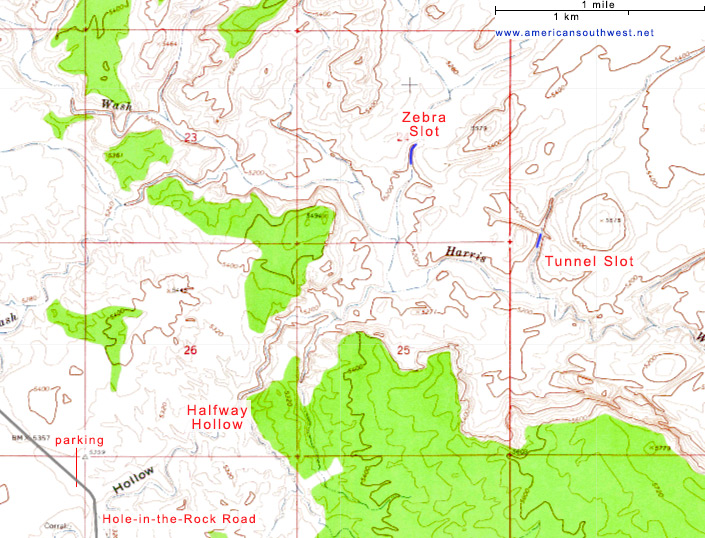 Topo map of Harris Wash