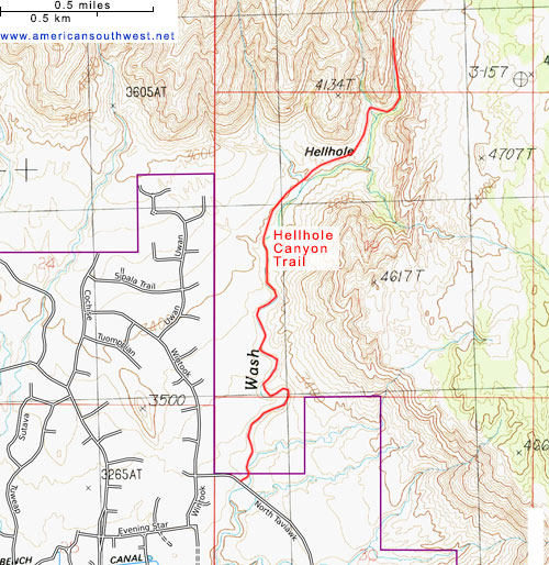 Topo map of Hellhole Canyon