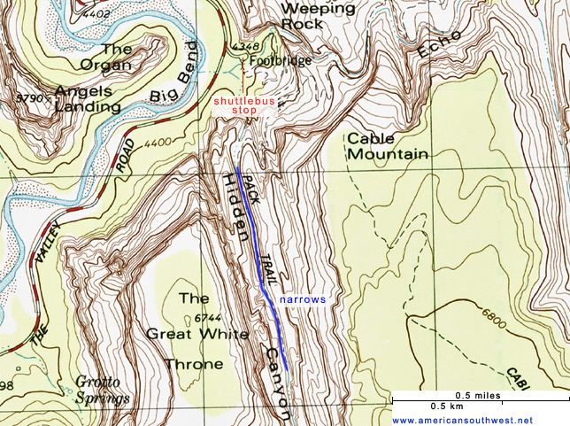 Topo map of Hidden Canyon