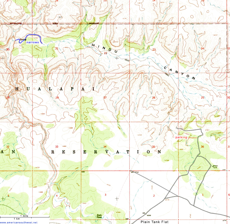 Map of Hindu Canyon