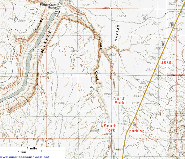 Topo map of Jackass Creek