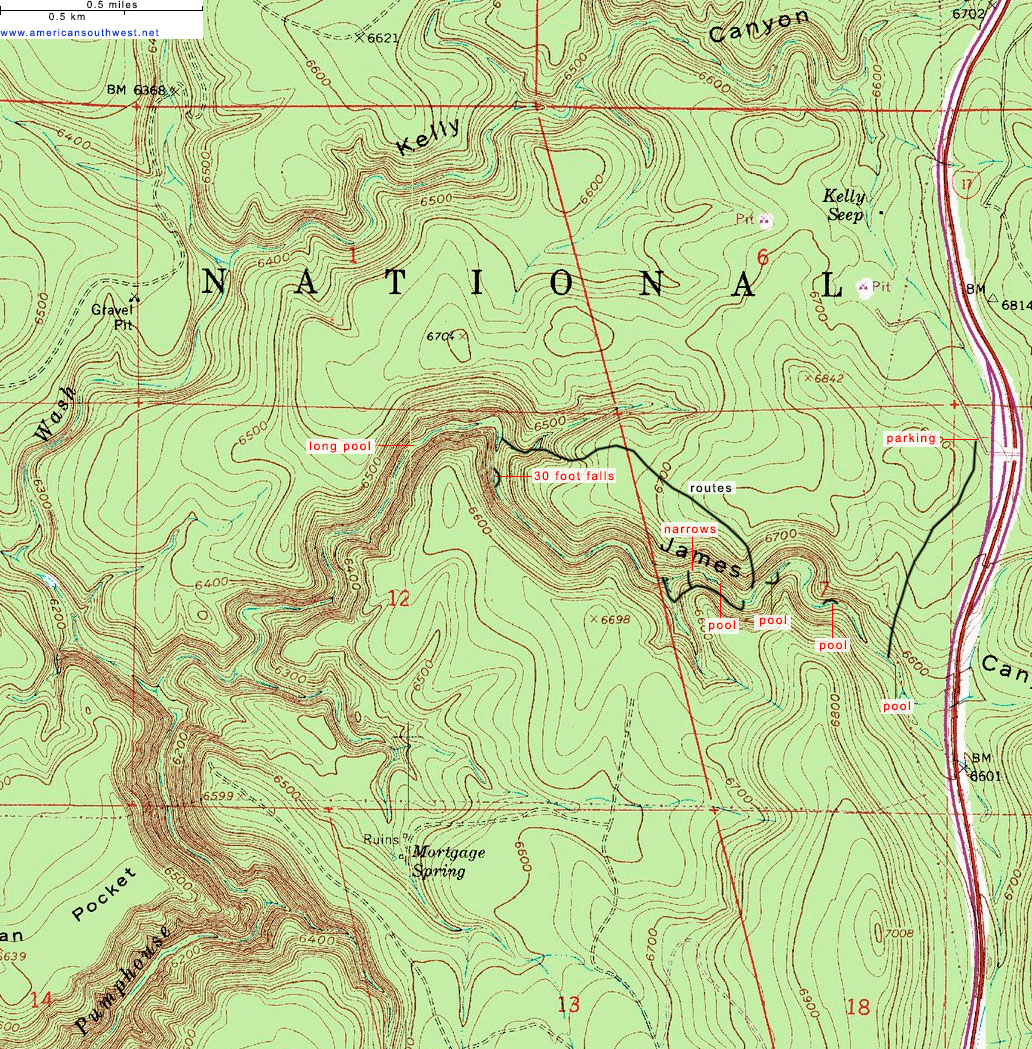 Map of James Canyon