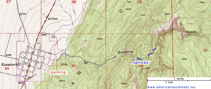 Topo map of Kanarra Creek