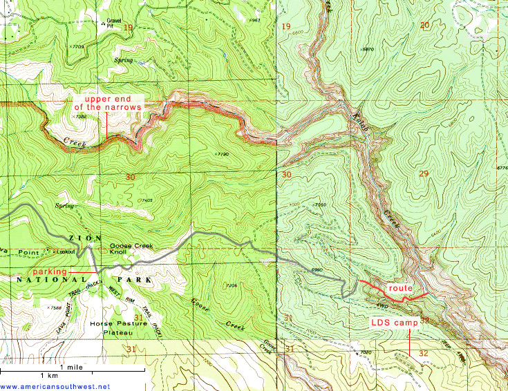 Topo map of Kolob Creek