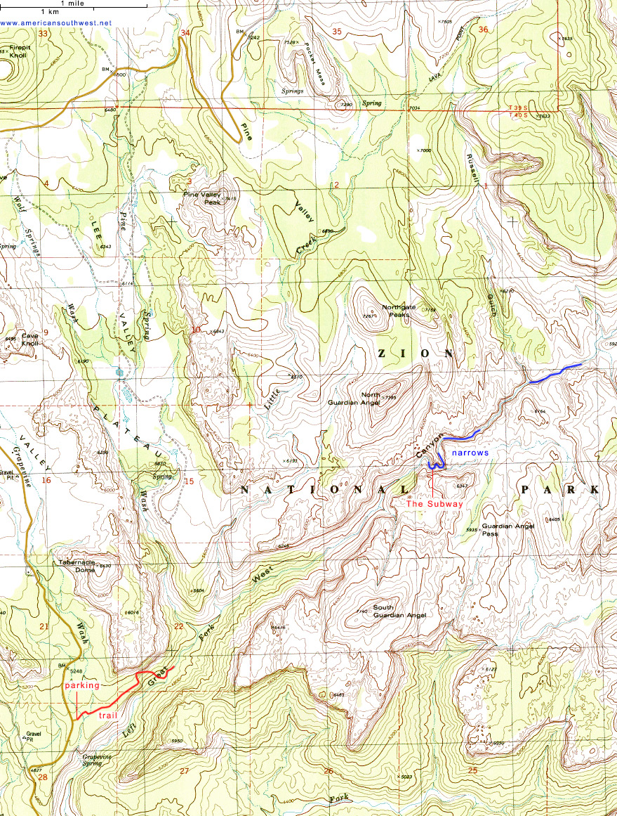 Map of Left Fork of North Creek