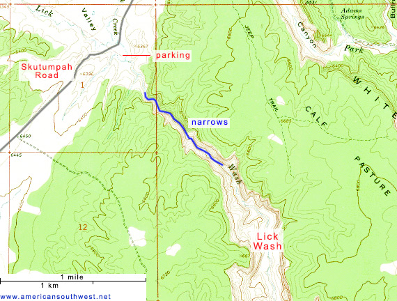 Topo map of Lick Wash