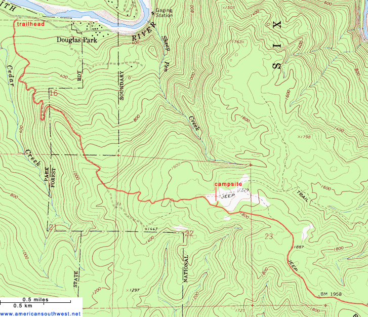 Map of the Little Bald Hills Trail