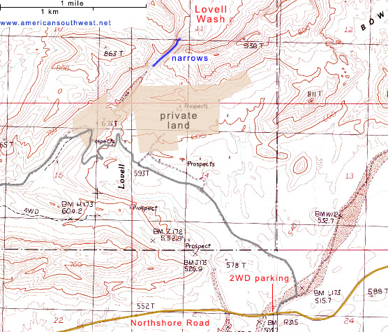 Topo map of Lovell Wash