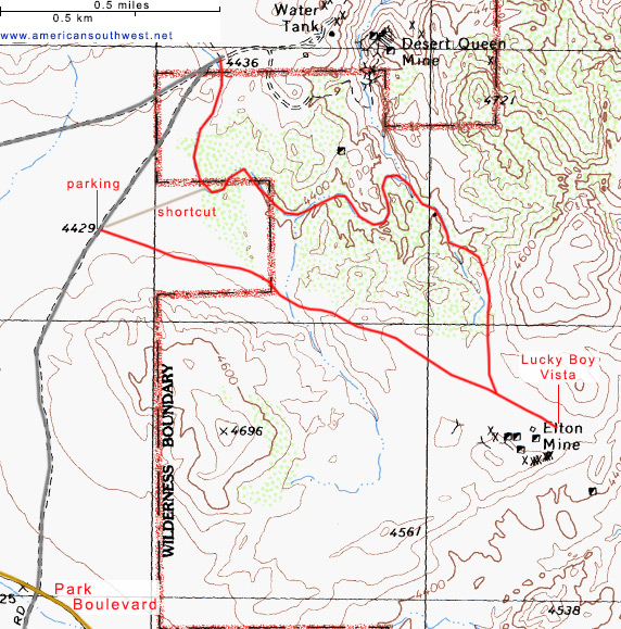 Topo map of the Lucky Boy Vista Loop