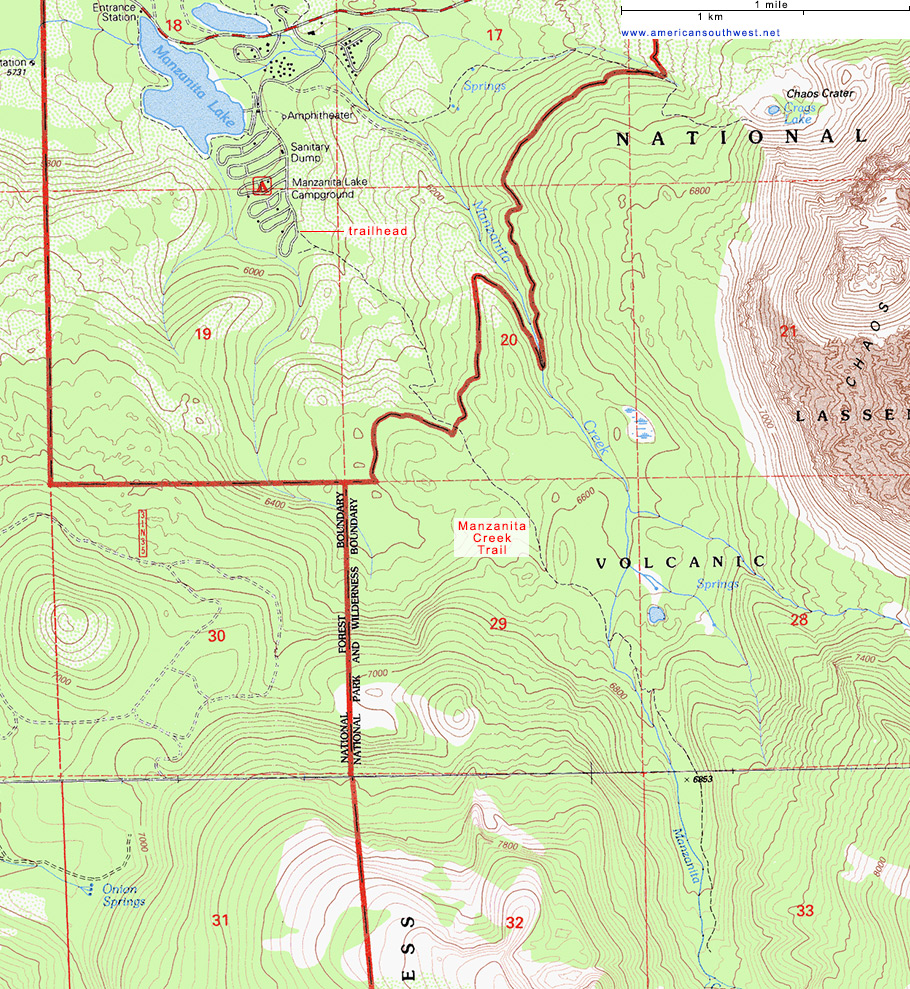 Map of the Manzanita Creek Trail