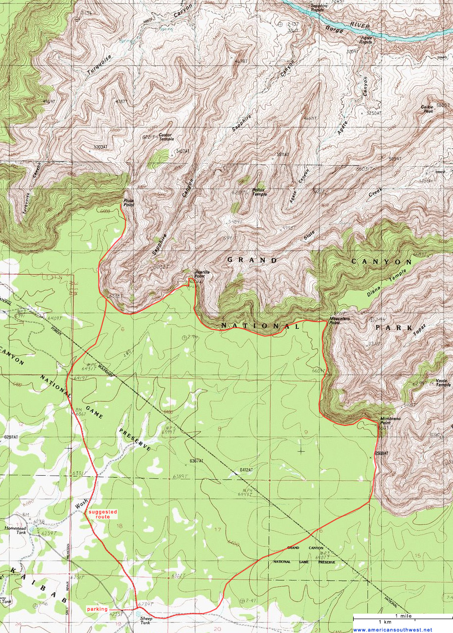 Map of Mimbreno, Mescalero, Jicarilla and Piute Points