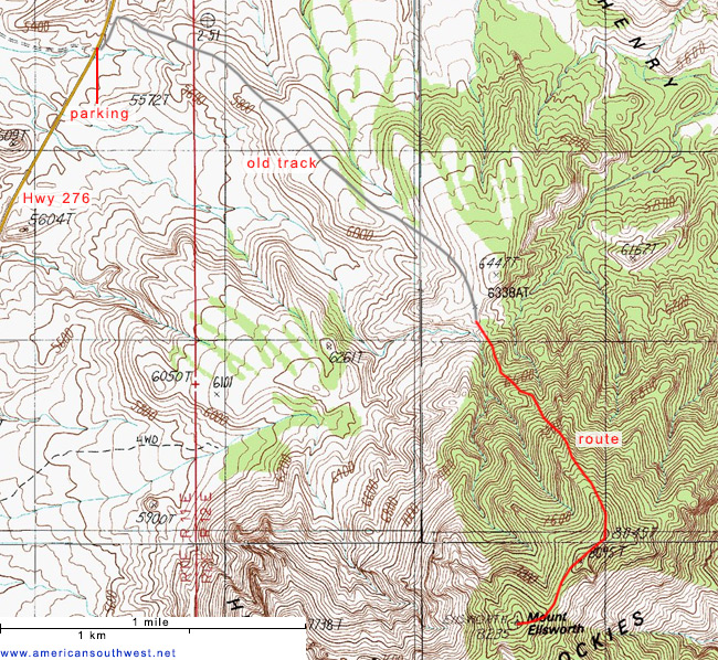 Topo map of Mount Ellsworth